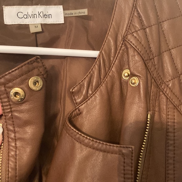 Calvin Klein brown leather jacket size medium - Picture 4 of 12